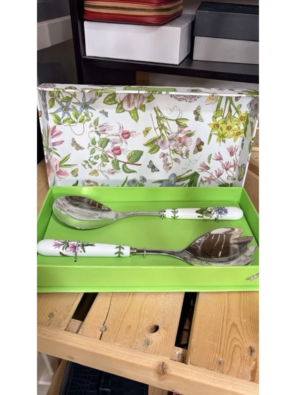 Portmeirion Botanic Garden Set of 2 Salad Servers Porcelain 10” NEW